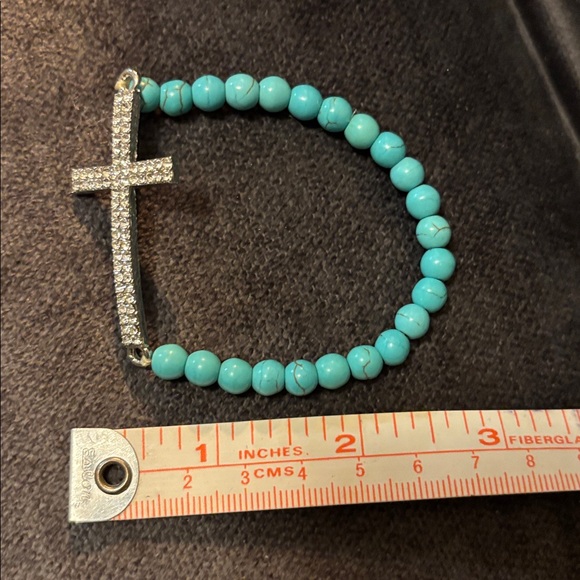 Turquoise Beaded Cross Bracelet - Picture 2 of 4
